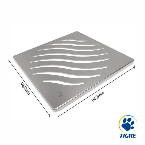 Imagem de Grelha Tigre Quadrada Inox Original 100mm P/ Ralo Sifonado