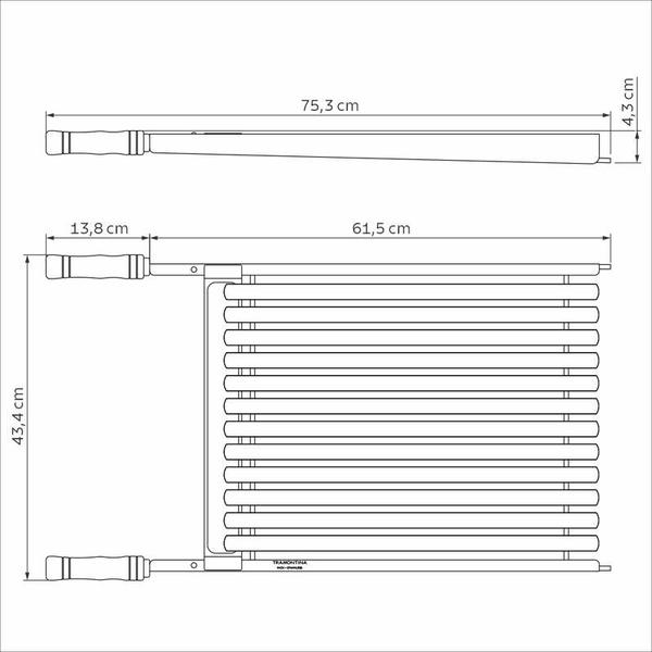Imagem de Grelha tramontina churrasco em aço inox com cabo de madeira natural 50x41 cm