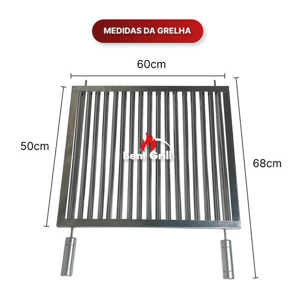 Imagem de Grelha Uruguaia 100% Inox Para Churrasco 60x50