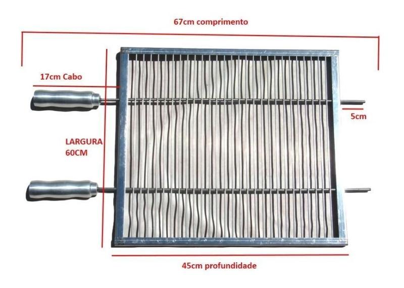Imagem de Grelha Uruguaia Aramada Em Inox 60X45Cm Barra Redonda