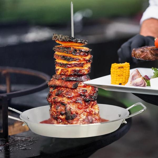 Imagem de Grelha Vertical para Churrasco em Aço Inoxidável - Ideal para Tacos Al Pastor e Shawarma