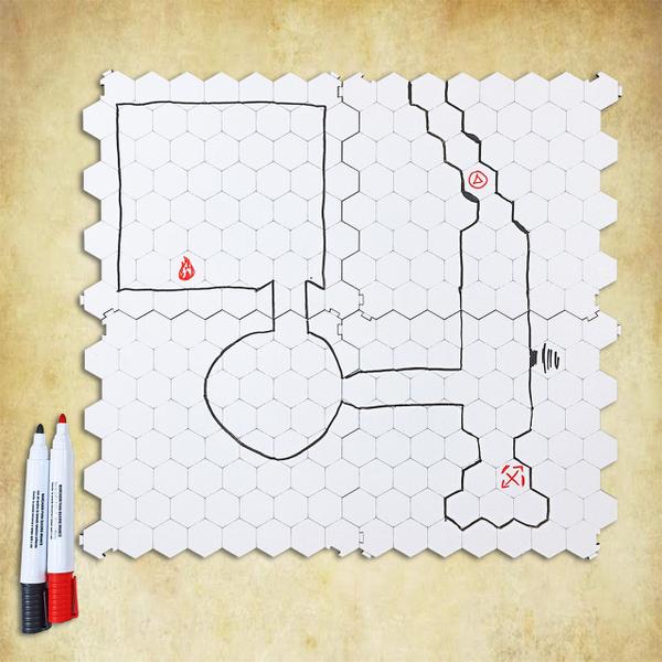 Grid de Batalha Hexagonal Modular Riscável - 4 placas (FG) - RPG - Forja Fantasy Imagem de Grid de Batalha Hexagonal Modular Riscável - 4 placas (FG) - RPG