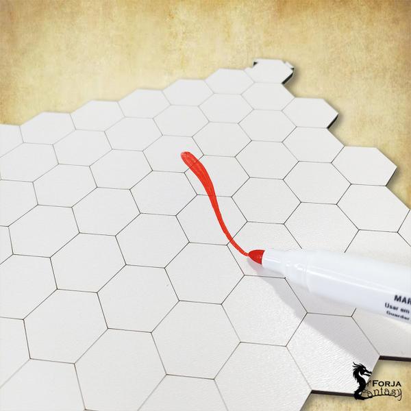 Grid de Batalha Hexagonal Modular Riscável - 4 placas (FG) - RPG - Forja Fantasy Imagem de Grid de Batalha Hexagonal Modular Riscável - 4 placas (FG) - RPG