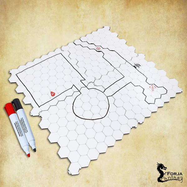 Grid de Batalha Hexagonal Modular Riscável - 4 placas (FG) - RPG - Forja Fantasy Imagem de Grid de Batalha Hexagonal Modular Riscável - 4 placas (FG) - RPG