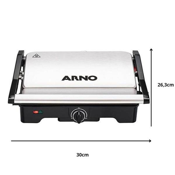 Imagem de Grill Arno Dual Inox SW332DB0/1 Antiaderente com Controle de Temperatura