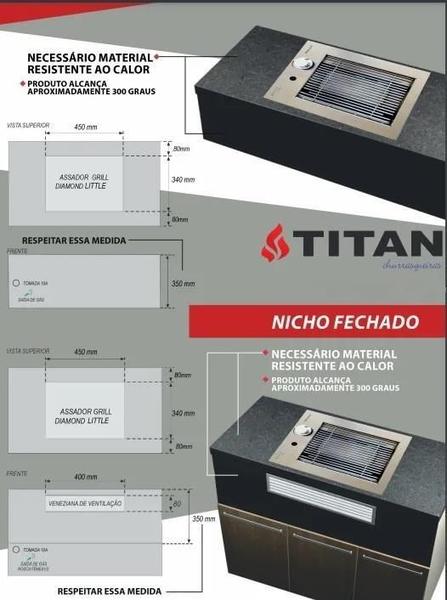 Imagem de Grill De Embutir Diamond Little Titan Gás Glp + Veneziana