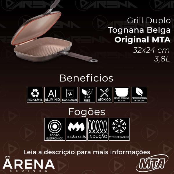 Imagem de Grill Duplo de Indução MTA Belga Antiaderente Borracha de Vedação