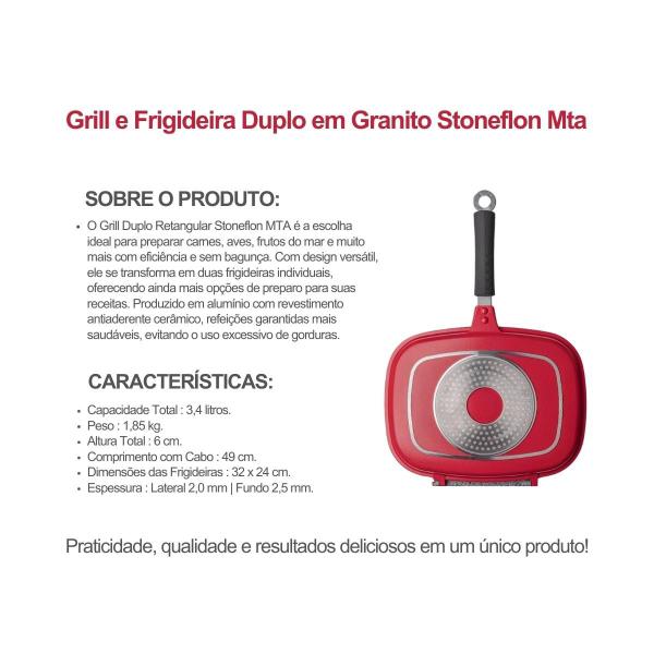 Imagem de Grill e Frigideira Duplo em Granito Stoneflon Mta