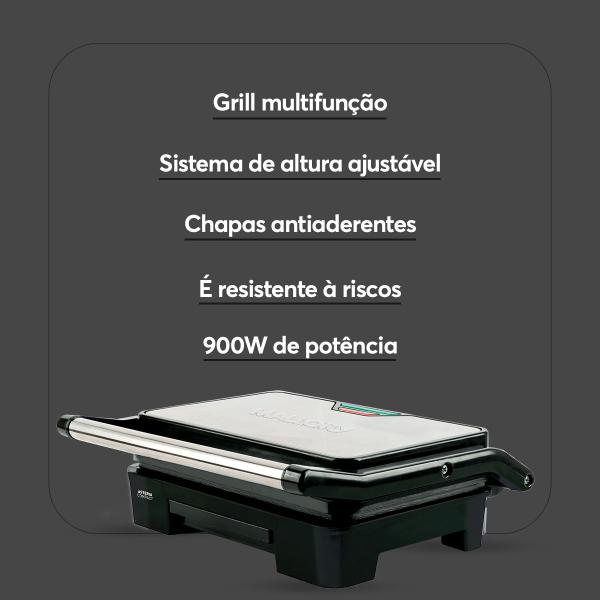 Imagem de Grill Elétrico Mallory Asteria Compacta Preto Inox 