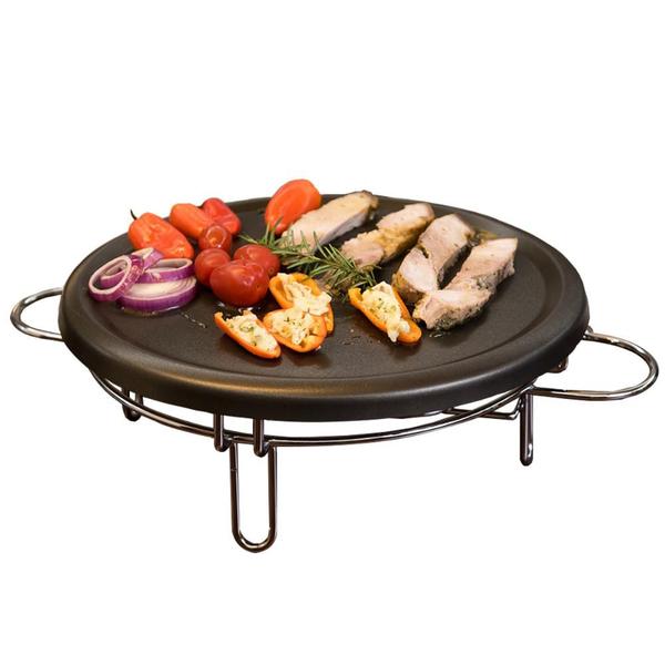 Imagem de Grill Fondue Pedra 37 Cm Chapa Antiaderente Legumes Carnes Raclete Racleteira Chapa Servir Cozinha Gourmet Luxo