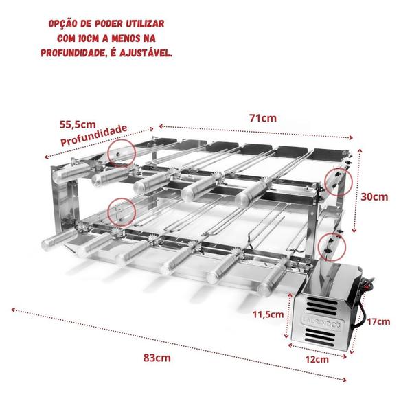 Imagem de Grill Giratório 11 Espetos Inox 55cm Profundidade - Direito