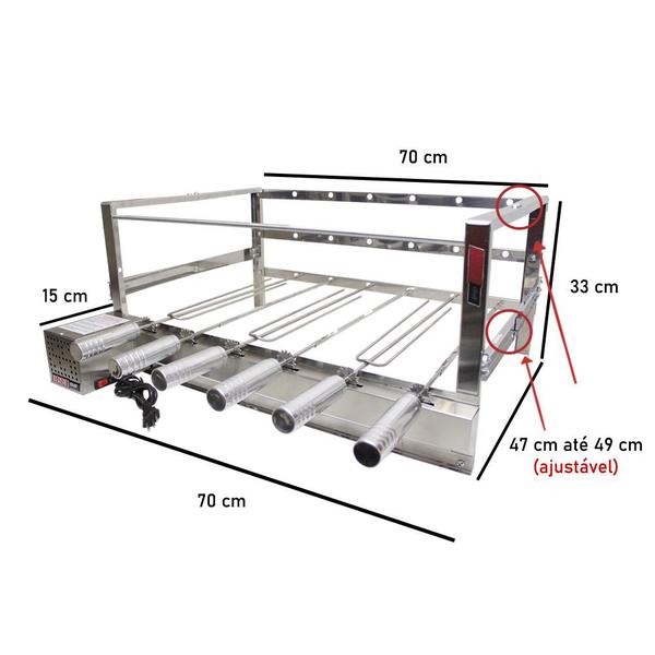 Imagem de Grill Giratório 6 Espetos de Inox Motor Removível Embutido