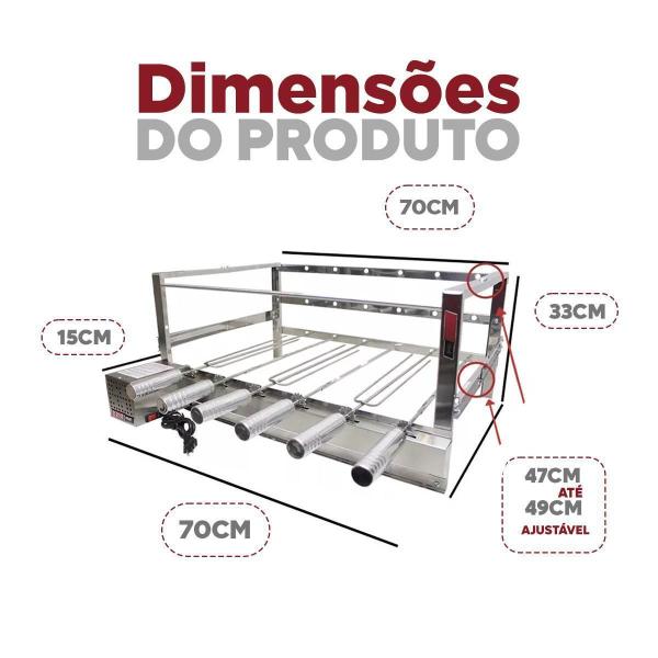 Imagem de Grill Giratório 6 Espetos De Inox Motor Removível Embutido