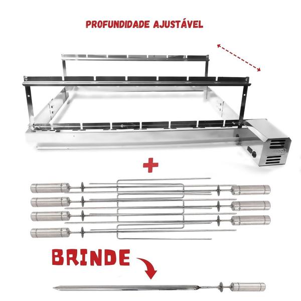 Imagem de Grill Giratório 7 Espetos Inox Longo Motor Direito - TRADICIONAL