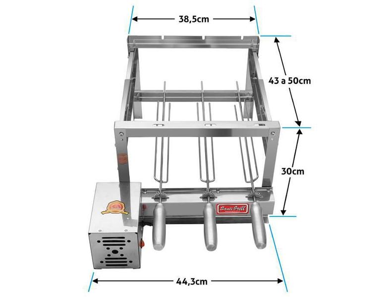 Imagem de Grill Giratório Elétrico 3 Espetos