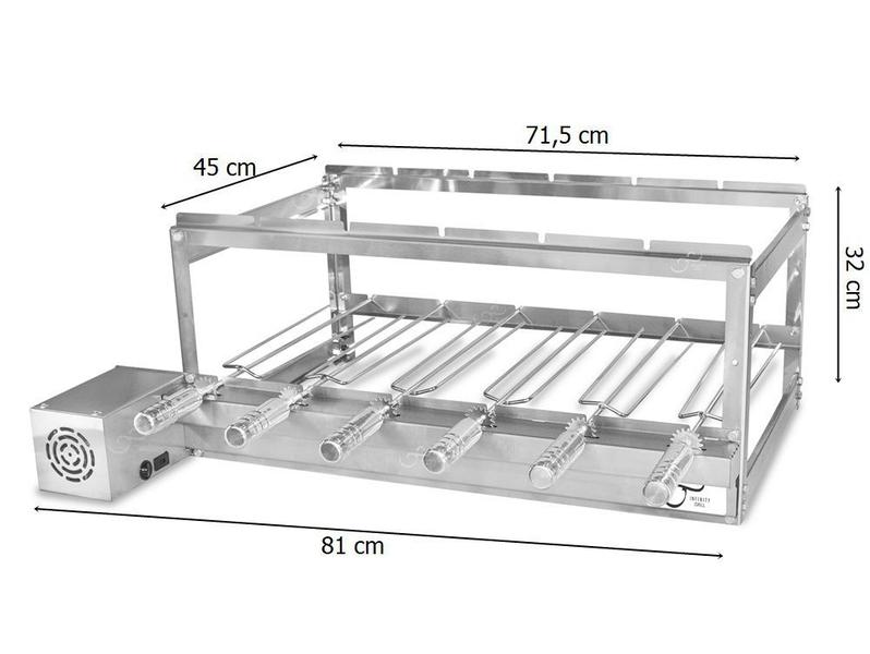 Imagem de Grill Giratório em Inox para Churrasqueira com 6 Espetos