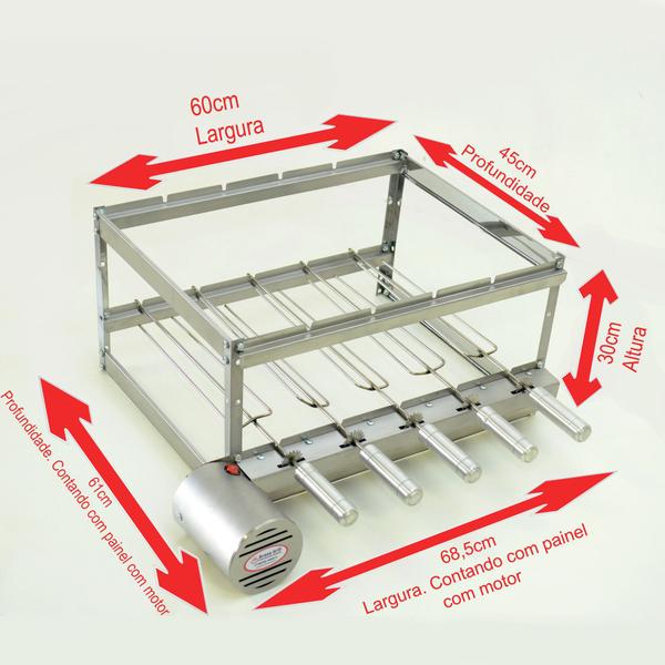 Imagem de Grill Inox Churrasqueira Elétrica Giratória 5 Espetos Bi Volts - Brasa Grill + 1 Espeto Picanha