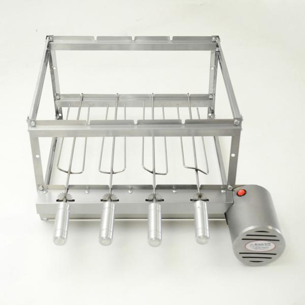 Imagem de Grill Inox Giratório 4 Espetos Especial Churrasqueira Pré Moldada 55cm Espaço Interno - Brasa Grill