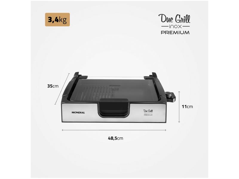 Imagem de Grill Mondial Premium Due Retangular 1270W 