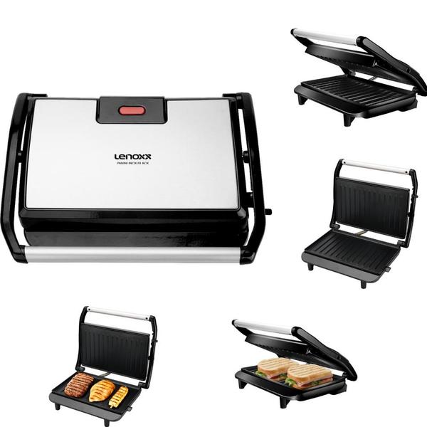 Imagem de  Grill Panini Inox Black PGR165 - Lenoxx 110V