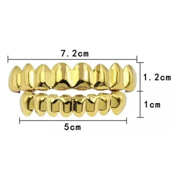 Imagem de Grillz 8 Dentes Banhado A Ouro 18k Hip-Hop Superior + Inferior