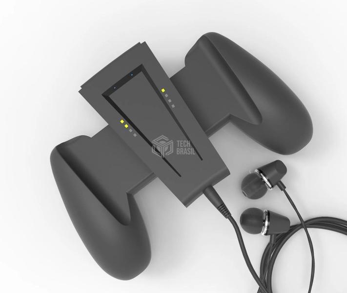 Imagem de Grip Suporte Carregador Para Joy-Con Nintendo Switch/Oled Entrada Para Fone Preto