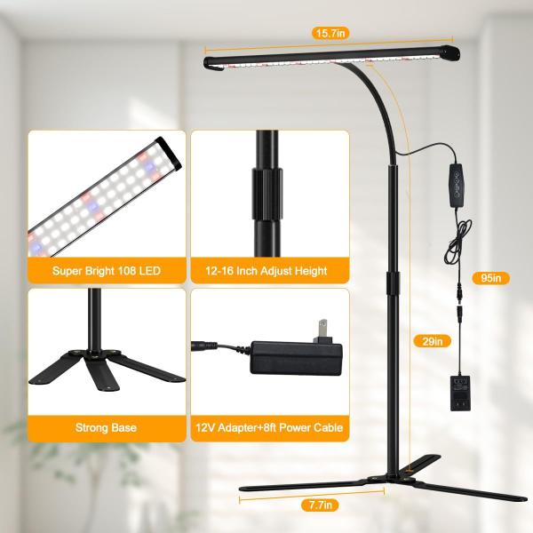 Imagem de Grow Light Juhefa 108LED 6000K de espectro completo para plantas de interior