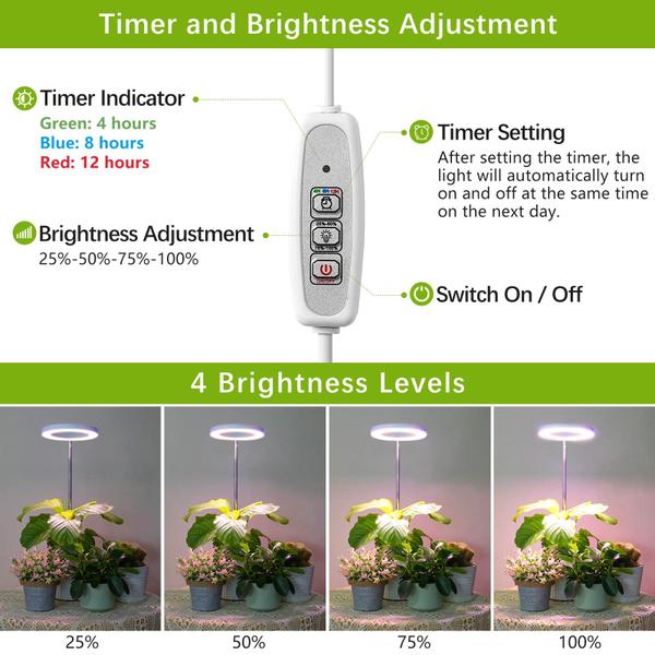 Imagem de Grow Light LORDEM LED Plant Light Full Spectrum 72W com temporizador