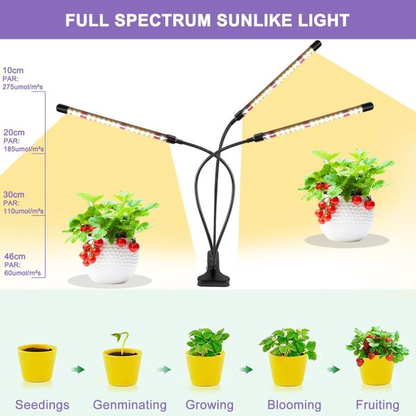 Imagem de Grow Light SDOVUERC de 3 cabeças Plant Lights Full Spectrum, pacote com 2