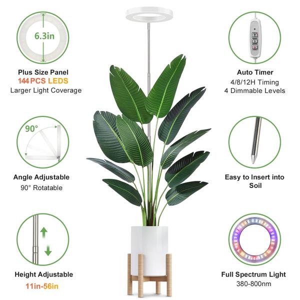 Imagem de Grow Lights LBW 144 LEDs de espectro completo para plantas de interior, pacote com 2 unidades