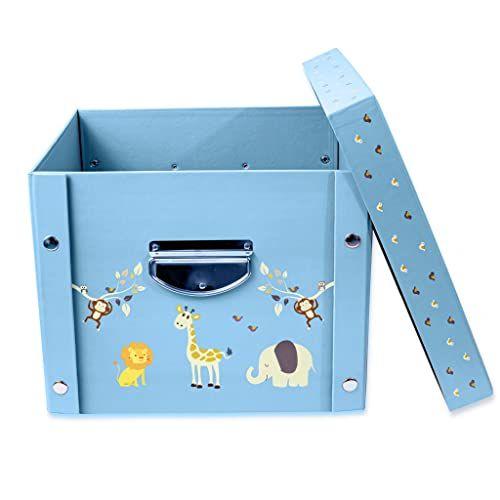 Imagem de GroWings  Baby Keepsake Box, Baby Memory Box  Caixa de presentes de lembrança azul grande para qualquer bebê recém-nascido ou baby girl  Caixa de armazenamento de memória forte, durável e dobrável