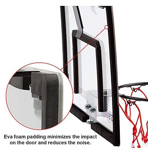 Imagem de GSE Over-The-Door Pro Basketball Hoop com basquete & bomba, sistema de backboard de 24" x 16", grande conjunto de aro de basquete para casa & escritório, jogos de basquete indoor definir presentes para crianças e adultos (grande)