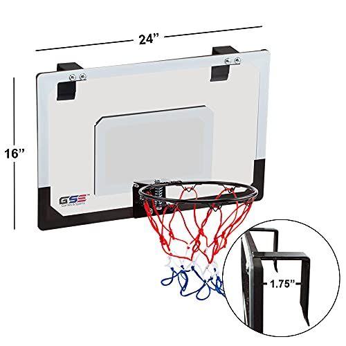 Imagem de GSE Over-The-Door Pro Basketball Hoop com basquete & bomba, sistema de backboard de 24" x 16", grande conjunto de aro de basquete para casa & escritório, jogos de basquete indoor definir presentes para crianças e adultos (grande)