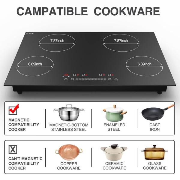 Imagem de GTKZW Cooktop de Indução 30" 6400W com 4 Queimadores e Tela Touch (Preto)