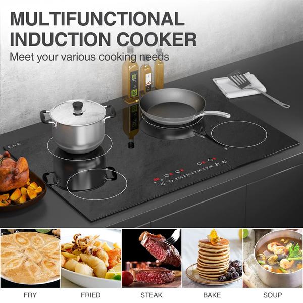 Imagem de GTKZW Cooktop de Indução 30" 6400W com 4 Queimadores e Tela Touch (Preto)