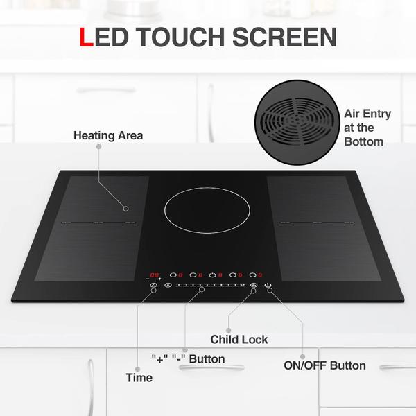 Imagem de GTKZW Cooktop de Indução 30" 9000W com 5 Queimadores e 2 Zonas Bridge