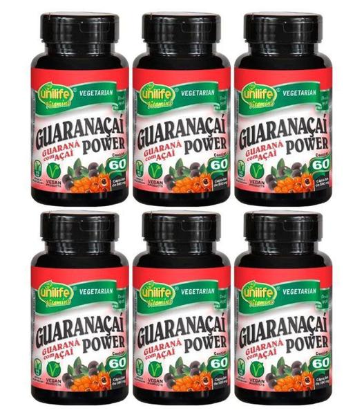 Imagem de Guaranaçaí Power 60 Cápsulas 500mg Unilife Kit 6 Unidades