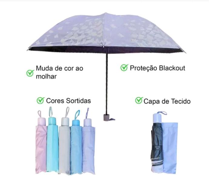 Imagem de Guarda Chuva Blackout Proteção UV com Estampas que mudam de cor quando molha: Cores Sortidas - L&Q