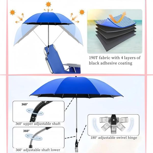 Imagem de Guarda-chuva de pátio H2ONDBQF de 42 polegadas para cadeiras de praia, 2 peças