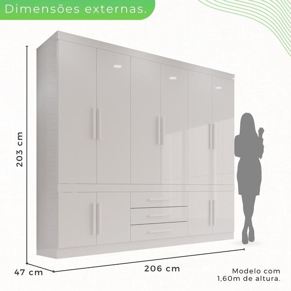 Imagem de Guarda Roupa 10 Portas 3 Gavetas MDP Branco