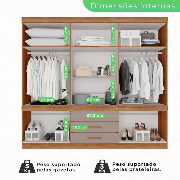 Imagem de Guarda Roupa 10 Portas 3 Gavetas MDP Cinamomo e Off