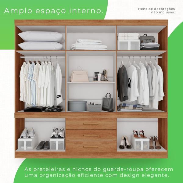 Imagem de Guarda Roupa 10 Portas 3 Gavetas MDP com Espelho Cinamomo