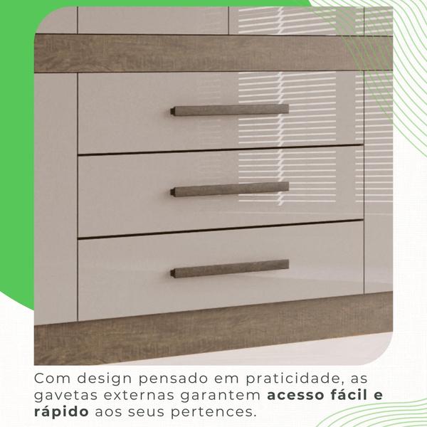 Imagem de Guarda Roupa 10 Portas 3 Gavetas MDP Ipê e Off