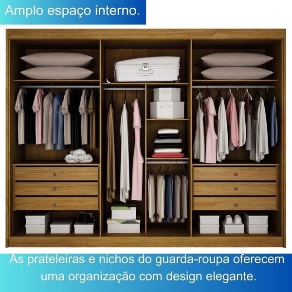 Imagem de Guarda Roupa 100% MDF 03 PTS 08 GAV C/Espelho Central São Paulo Leifer Móveis Freijó/Off