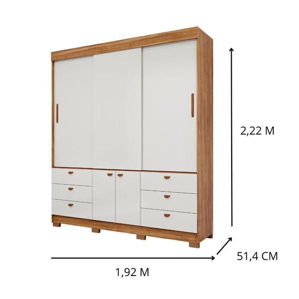 Imagem de Guarda Roupa 100% MDF 3 Portas Correr 6 Gavetas Alice - Panan