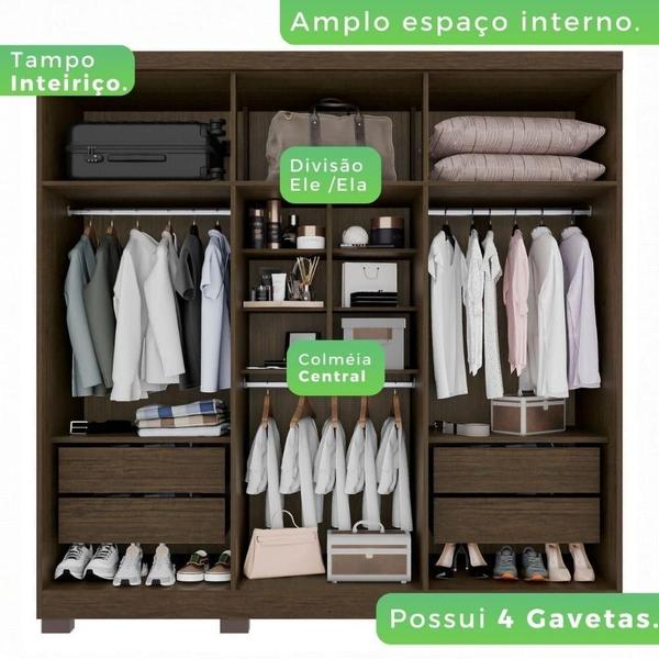 Imagem de Guarda Roupa 100% Mdf 6 Portas 4 Gavetas Sevilha Prime Imop Móveis Cacau