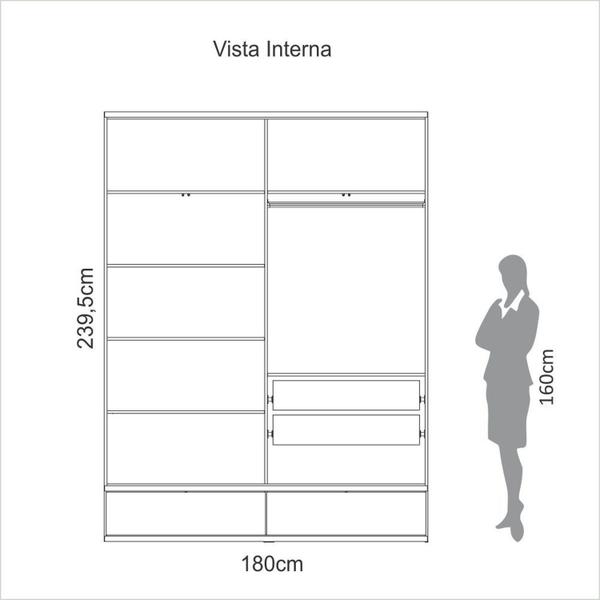 Imagem de Guarda-roupa 180 Cm com 4 Portas Quarto