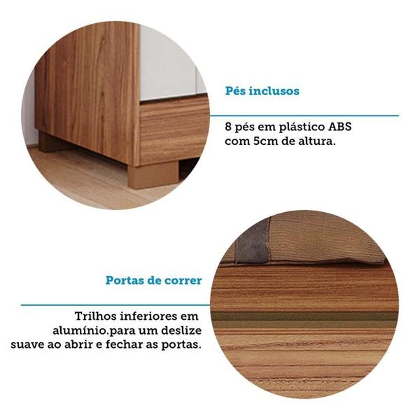 Imagem de Guarda-roupa 183,40 2 Portas de Correr 3 Gavetas Internas 8 Pés 100% Mdf Bonito Espresso Móveis