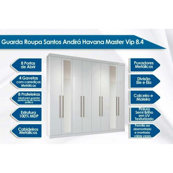 Imagem de Guarda Roupa 2 Peças (1GuardaRoupa+1Cômoda) QC132 Branco - Santos Andirá