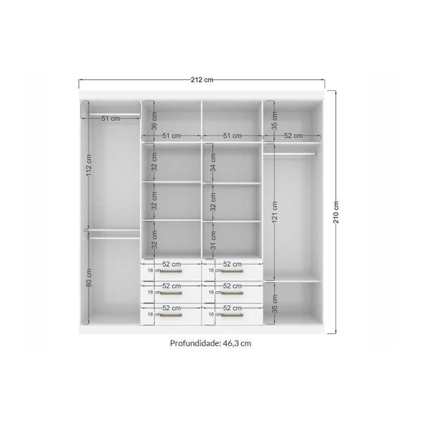 Imagem de Guarda Roupa 2 Peças (1GuardaRoupa+1Cômoda) QC140 Branco - Santos Andirá